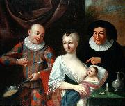 unknow artist Mother and child with Harlequin painting